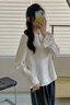 亦谷【明星同款】新中式緞面襯衫女裝2025春新款旗袍國風小衫襯衣 米色 S 曬單實拍圖
