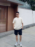 GXG男裝 雙色肌理面料寬松休閑圓領(lǐng)短袖T恤男士上衣 米白 M 曬單實(shí)拍圖