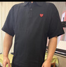 查爾斯桃心夏季基礎(chǔ)翻領(lǐng)愛心刺繡寬松休閑情侶百搭短袖polo衫 黑色 L  曬單實(shí)拍圖