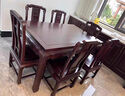 安邸 紅木家具 印尼黑酸枝（學(xué)名：闊葉黃檀）餐桌 實(shí)木餐桌椅組合 新中式方形飯桌 古典吃飯桌子 1.48米餐桌+6餐椅 曬單實(shí)拍圖