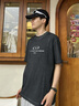卡賓（CABBEEN）【顯瘦順色拼接】男裝 低調質(zhì)感短袖T恤造舊洗水暗閃印花潮牌 煤黑色01 XL /180/52 曬單實(shí)拍圖