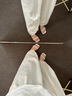 卓詩尼粗跟涼鞋女2025年夏季新款法式水鉆珍珠蕾絲帶仙女風(fēng)配裙子高跟鞋 米白色 37 曬單實(shí)拍圖