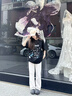 查爾斯桃心 潮牌T恤男女同款 可愛(ài)卡通風(fēng)情侶裝寬松打底衫短袖 黑色 S  曬單實(shí)拍圖