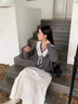 DGOV娃娃領(lǐng)毛衣女春秋慵懶可愛甜美蕾絲V領(lǐng)針織開衫外套日系溫柔上衣 灰色zt M 建議95-110斤 曬單實拍圖