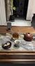 單里品牌陽(yáng)臺(tái)茶桌實(shí)木家用收納茶臺(tái)巖板泡茶桌客廳辦公室小型書(shū)桌茶幾 桌子+1椅子+2凳子+茶水柜 100*66*72cm 曬單實(shí)拍圖
