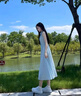 PMOG2024夏季多巴胺法式少女甜美初戀裙小清新仙女無(wú)袖掛脖大擺連衣裙 藍(lán)色氣質(zhì)連衣裙 S 建議85-95斤 曬單實(shí)拍圖