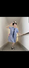 世希大碼女裝韓版寬松遮肚子連衣裙女夏季胖妹妹顯瘦減齡學院風中長裙 藍色 M [建議85-100斤] 曬單實拍圖