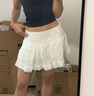 妙奕嘉白色短裙半身裙女夏季薄款新款裙子a字裙小個子蛋糕裙蓬蓬超短裙 白色蕾絲蓬蓬短裙 均碼 【建議80-115斤】 曬單實拍圖