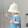 幼歌（YOUGE）【小薄荷】夏季品表情繡花漁夫帽柔軟易折全棉內里帽子 米杏 48cm(1-3歲/適合頭圍46-50cm) 曬單實(shí)拍圖