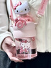 Hello Kitty凱蒂貓三麗鷗夏季兒童水杯女童可愛吸管杯幼兒園上學專用塑料水壺 公仔太空杯】600ML凱蒂貓吸管杯 曬單實拍圖