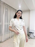 獨(dú)束大碼女裝鏤空提花刺繡針織衫女2025夏裝新款經(jīng)典V領(lǐng)針織小衫 云朵白 L （尺碼：2） 曬單實(shí)拍圖