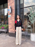 MeetMetro瑪依爾工裝風(fēng)休閑褲女2025秋季新款高腰顯瘦闊腿褲直筒運動(dòng)褲 米色【現貨閃電發(fā)】 S 曬單實(shí)拍圖