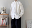 迪伽達長(cháng)袖襯衫男春秋季純色寬松百搭美式簡(jiǎn)約痞帥休閑襯衣外套打底上衣 ORH-C12白色 L  (尺碼偏小，建議拍大一碼) 曬單實(shí)拍圖
