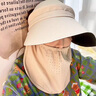 GOLOVEJOY夏季騎行防曬面罩女帽子全臉戶外f紫外線透氣遮陽防沙塵掛耳口罩 米白色【黑膠帽檐 運(yùn)動(dòng)防曬】 曬單實(shí)拍圖