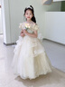 DOMIAMIAKIDS絕美兒童禮服花童婚禮女孩生日公主裙主持人鋼琴演出學(xué)生畢業(yè) 香檳色禮服【贈(zèng)襯裙】 140 cm 曬單實(shí)拍圖