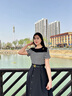 薇洛萱設計感小眾方領拼接條紋假兩件連衣裙女2025夏季收腰顯瘦裙子2821 黑色 XL 建議115-128斤 曬單實拍圖