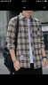 暢登襯衫男士長(cháng)袖秋冬新款休閑寬松格子襯衣男生潮牌潮流襯衫薄款外套 米藏青 【4007】 L 建議105-120斤 曬單實(shí)拍圖