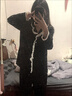 JIOESC日系薄款純色睡衣女2025年春秋新款長(cháng)袖甜美可愛(ài)大碼寬松家居套裝 黑色花邊 XL 【建議120-135】 曬單實(shí)拍圖
