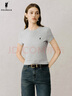 POLOWALK女士短袖T恤2025夏季新品女式短袖圓領(lǐng)T恤女裝上衣 花灰色 L /165 曬單實(shí)拍圖