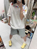 燦圖美式卡通涂鴉短袖t恤女夏季情侶純棉半截袖國(guó)潮牌設(shè)計(jì)感ins上衣服 白色 L 建議100斤到120斤 曬單實(shí)拍圖