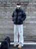 POUM白色牛仔褲男士款春秋季款cleanfit垂感褲子窄版修身直筒微喇休閑 XBNDMNZ-790白色 XL 曬單實(shí)拍圖