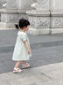幼歌（YOUGE）嬰幼兒夏季靈動(dòng)有型精致花朵刺繡泡泡袖清新格紋連衣裙 綠色格子 80 cm 曬單實(shí)拍圖