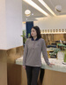 NAOTIEA納奧蒂爾小帆船翻領(lǐng)條紋保羅POLO衫T恤女2025春季新款寬松上衣 米白藏藍(lán)色 L （ 建議100-110斤） 曬單實(shí)拍圖