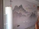 客廳山水畫壁紙電視背景墻壁布沙發(fā)影視墻裝飾自粘3d立體墻貼壁畫 款式1（尺寸定制） 淡雅宣絨布/平方 曬單實(shí)拍圖