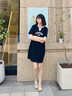 FILA FUSION斐樂(lè )潮牌女子針織連衣裙2025夏新款休閑V領(lǐng)短袖連身裙 正黑色-BK S 曬單實(shí)拍圖