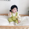 卿寶蓓嬰兒連體衣春裝純棉套裝女寶寶可愛(ài)超萌新生公主秋款哈衣外出爬服 綠色拼接波點(diǎn) 73cm 73碼建議4-8個(gè)月 曬單實(shí)拍圖