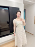 lagogo木耳邊度假風(fēng)碎花連衣裙女拉谷谷2025春夏新款泡泡袖裙子 混色 M 曬單實(shí)拍圖