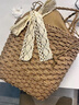 妙普樂(lè )夏季海邊度假編織包包女2025新款時(shí)尚單肩菜籃子包田園草編沙灘包 棕色 曬單實(shí)拍圖