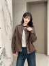 皮爾卡丹美拉德皮衣外套女2025新款春秋短款寬松休閑復(fù)古PU皮機(jī)車夾克上衣 咖色 L 建議【110-120斤】 曬單實(shí)拍圖