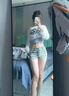 DAVEY MODE美式復(fù)古辣妹低腰牛仔短褲女夏季新款緊身顯瘦包臀直筒熱褲子潮 復(fù)古色【短褲】 S 曬單實(shí)拍圖