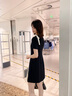 MeetMetro瑪依爾不規則撞色連衣裙女2025夏裝設計感蝴蝶結百褶裙氣質(zhì)a字裙 黑色 S 曬單實(shí)拍圖