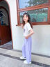 艾卡諾 I.KARNOW女童褲子夏薄款兒童夏季新款冰絲防曬褲女孩夏裝防蚊闊腿褲中大童 15092紫色 【upf50+ 冰絲防曬】 150 曬單實拍圖