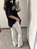 楠笙記青少年白色彎刀牛仔褲男款高個(gè)子加長(zhǎng)vibe褲子直筒不貼腿微喇褲 白色 XL 曬單實(shí)拍圖