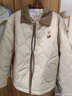 唐獅（TonLion）2024情侶棉衣翻領(lǐng)燈芯絨撞色男女棉服外套 女款/白杏色 M  曬單實(shí)拍圖