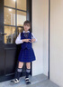 DOMIAMIAKIDS校服小學(xué)生幼兒園班服一年級男女款英倫學(xué)院風(fēng)兒童小西裝套裝 女童藏青格7件套 150 （身高150-160/體重78-88斤） 曬單實(shí)拍圖