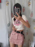 伊琦蕾（YIQILEI）夏日多巴胺女孩穿搭粉色牛仔短裙2025夏季辣妹設(shè)計(jì)感高腰半身裙女 粉色【高品質(zhì)】 (不含腰帶) S 曬單實(shí)拍圖