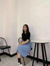 FSHE夏季牛仔半身裙子2025年裙褲a字短裙高腰百褶女夏小個子傘裙 淺藍色 2XL （建議125-140斤） 曬單實拍圖