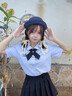 途尊日本校供感手作蝴蝶結(jié)手作jkdk制服帽毛呢學(xué)院幼稚園飄帶海軍帽子 藏青貓耳帽+青絲帶 曬單實(shí)拍圖