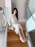 NINE WEST2025春季新款淺口單鞋女蝴蝶結(jié)圓頭低跟通勤百搭女鞋軟底軟皮 黑色 35 曬單實拍圖
