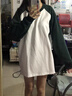 LPOX美式復古春秋款學(xué)院風(fēng)撞色長(cháng)袖衛衣女oversize寬松圓領(lǐng)插肩袖上衣 白色[高質(zhì)量]  M 85-105斤 曬單實(shí)拍圖