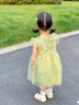 幼歌（YOUGE）夏季新款嬰幼兒純棉無(wú)袖網(wǎng)紗連衣裙清涼透氣女寶寶裙子 綠色 90 cm 曬單實(shí)拍圖