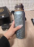 米藍純鈦保溫杯男燜茶杯悶泡茶杯茶水分離車載禮盒 內(nèi)外純鈦隕花藍+杯套禮盒 500ml 曬單實拍圖