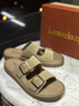 楓葉（leaveland）一字拖鞋男夏季新款英倫風(fēng)搭扣防臭懶人拖舒適軟底男士戶外涼鞋 沙色（皮鞋碼） 41 曬單實拍圖