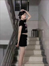 CTOX牛仔半身裙女2025夏季新款復古百搭時(shí)尚辣妹超短裙包臀裙裙褲裙子 黑色 【帶內襯+配腰帶】 M (建議95-105斤) 曬單實(shí)拍圖