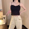 【免穿文胸】蕾絲帶胸墊吊帶背心2025春夏外穿美背一體防走光上衣 米白色 M 【適合 90-110斤】 曬單實(shí)拍圖
