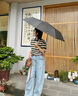 BASIC HOUSE/百家好美式彎刀褲女2025春季高腰直筒顯瘦蘿卜牛仔褲 牛仔藍(lán) XL 曬單實(shí)拍圖